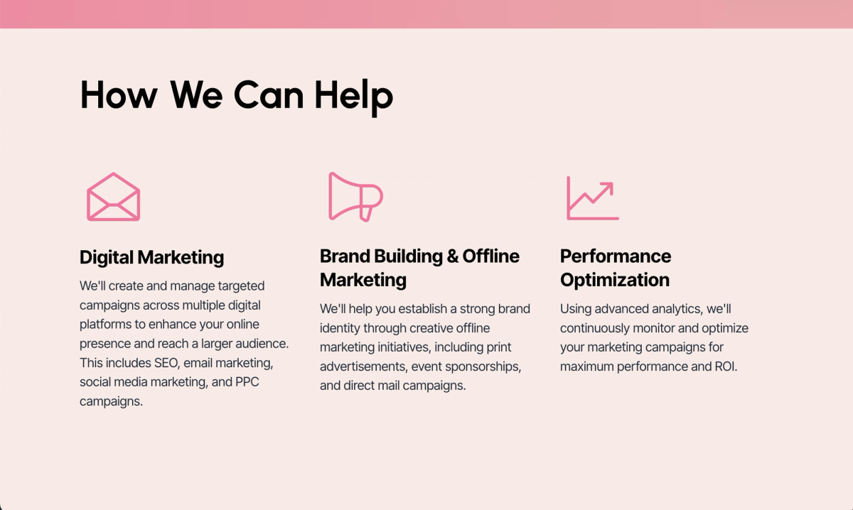 a page that says how we can help on it