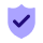 Purple shield with a checkmark.