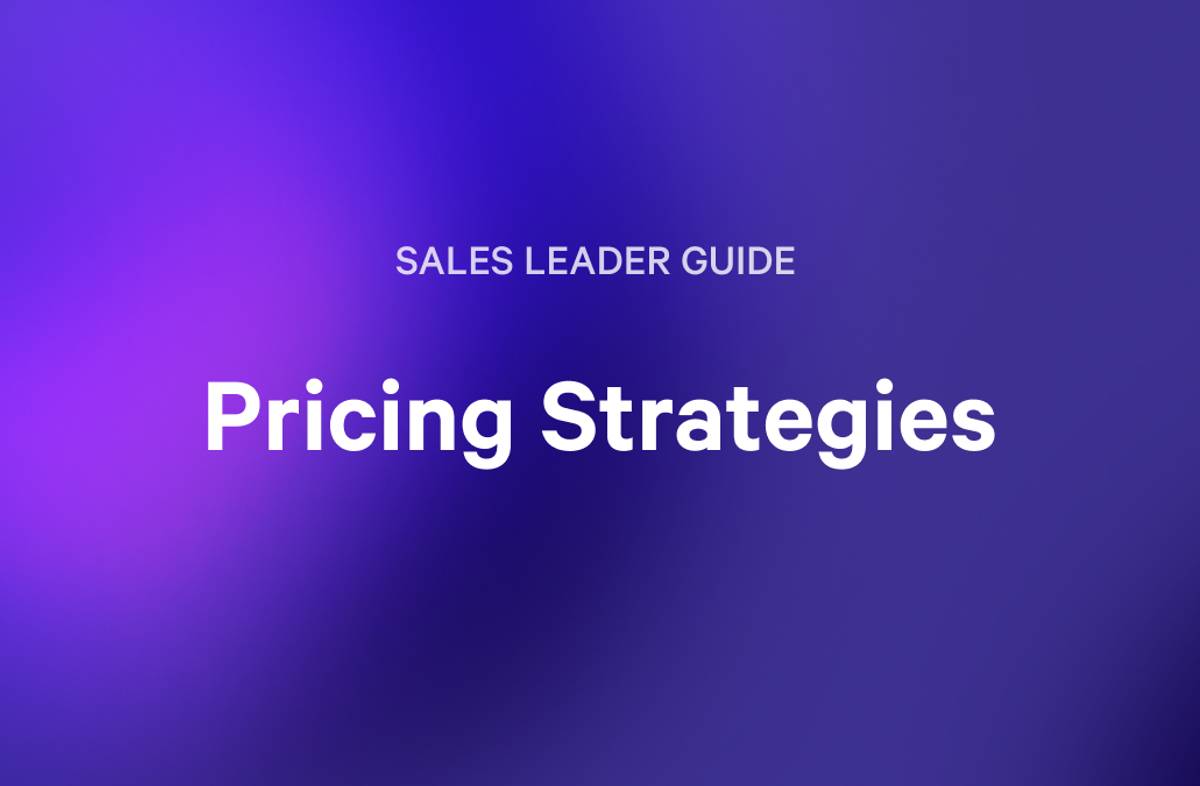 SALES LEADER GUIDE: Pricing Strategies text on a purple gradient background.