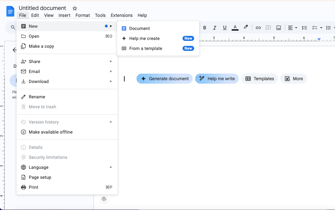 a screenshot of an untitled document in google docs