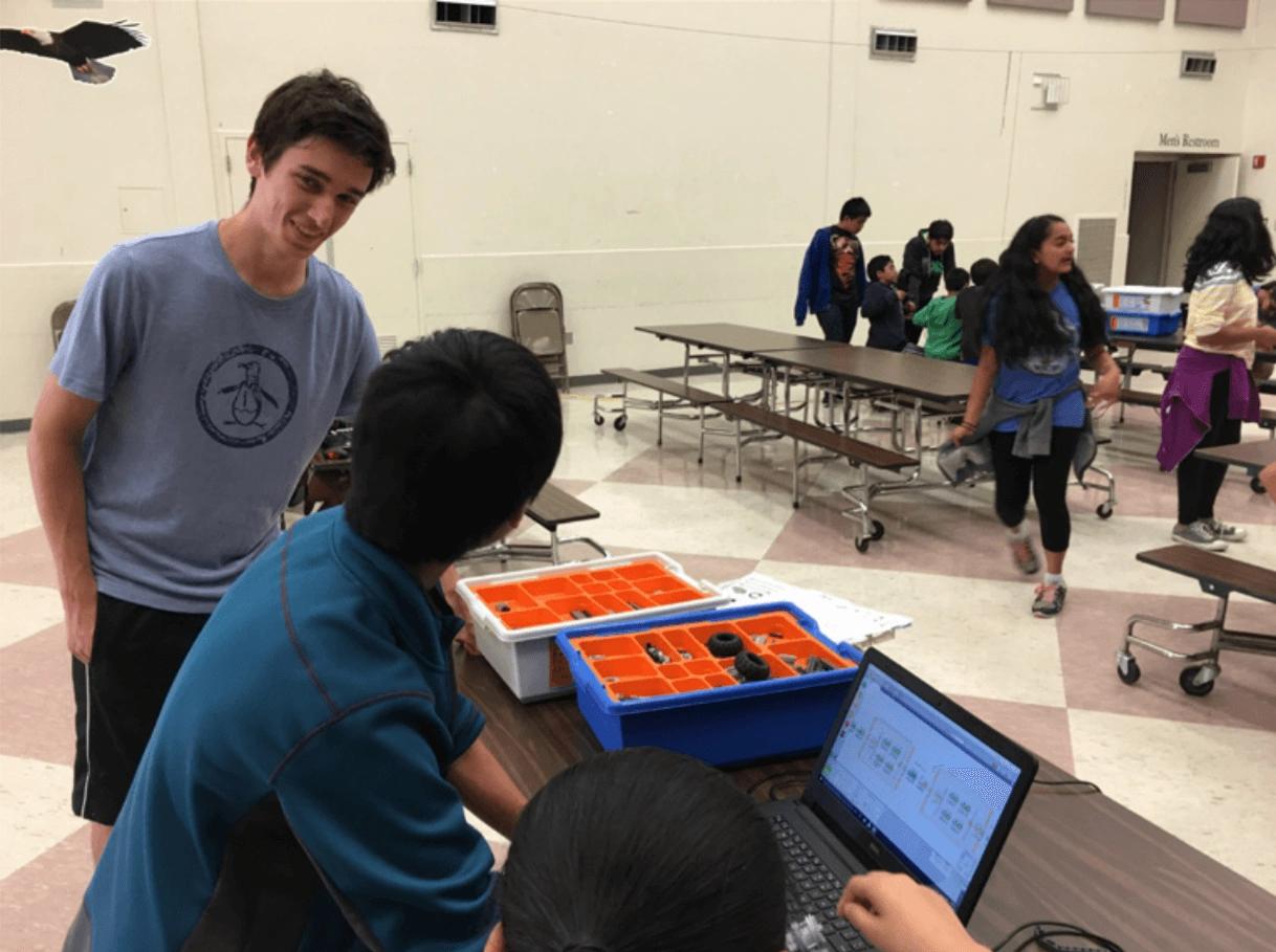 A session of the Harvest Park Middle School Robotics Club