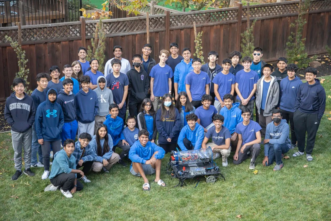 Our team posing with our AUV, Marlin V3