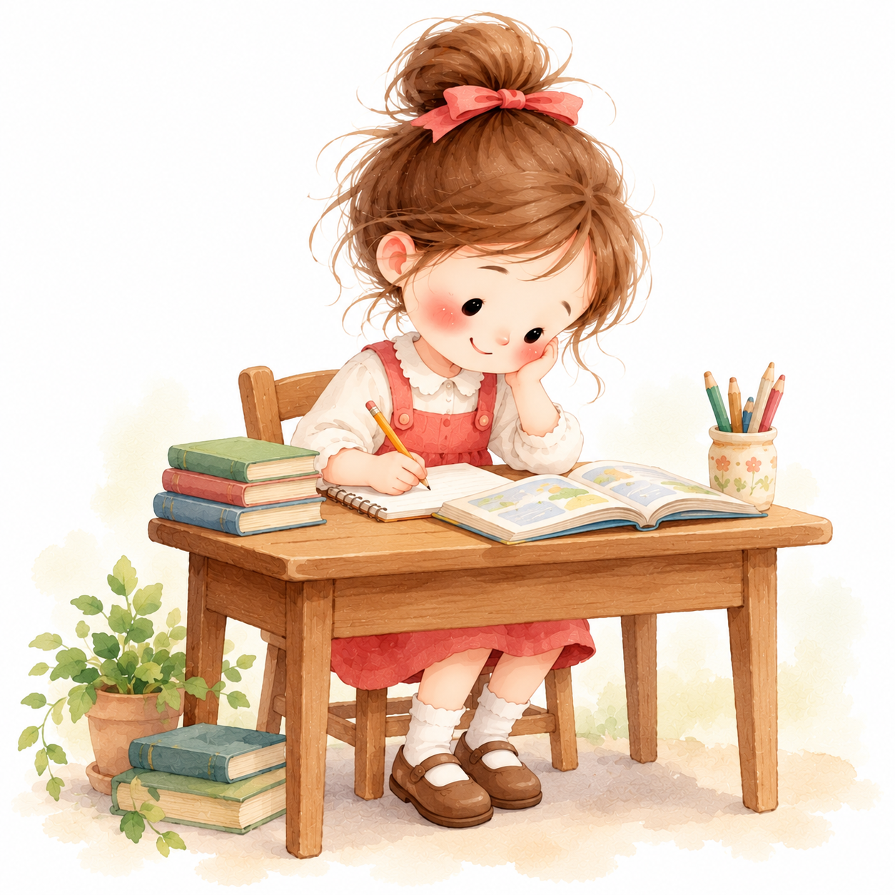Children practicing studiousness