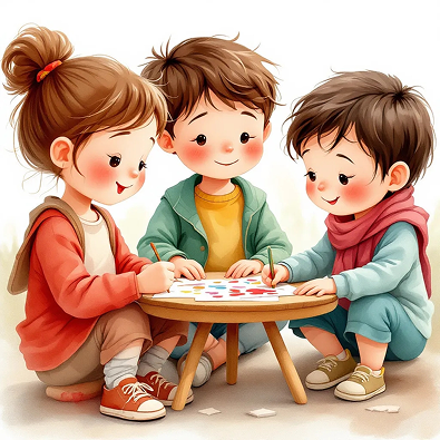 Children practicing the virtue of loyalty.