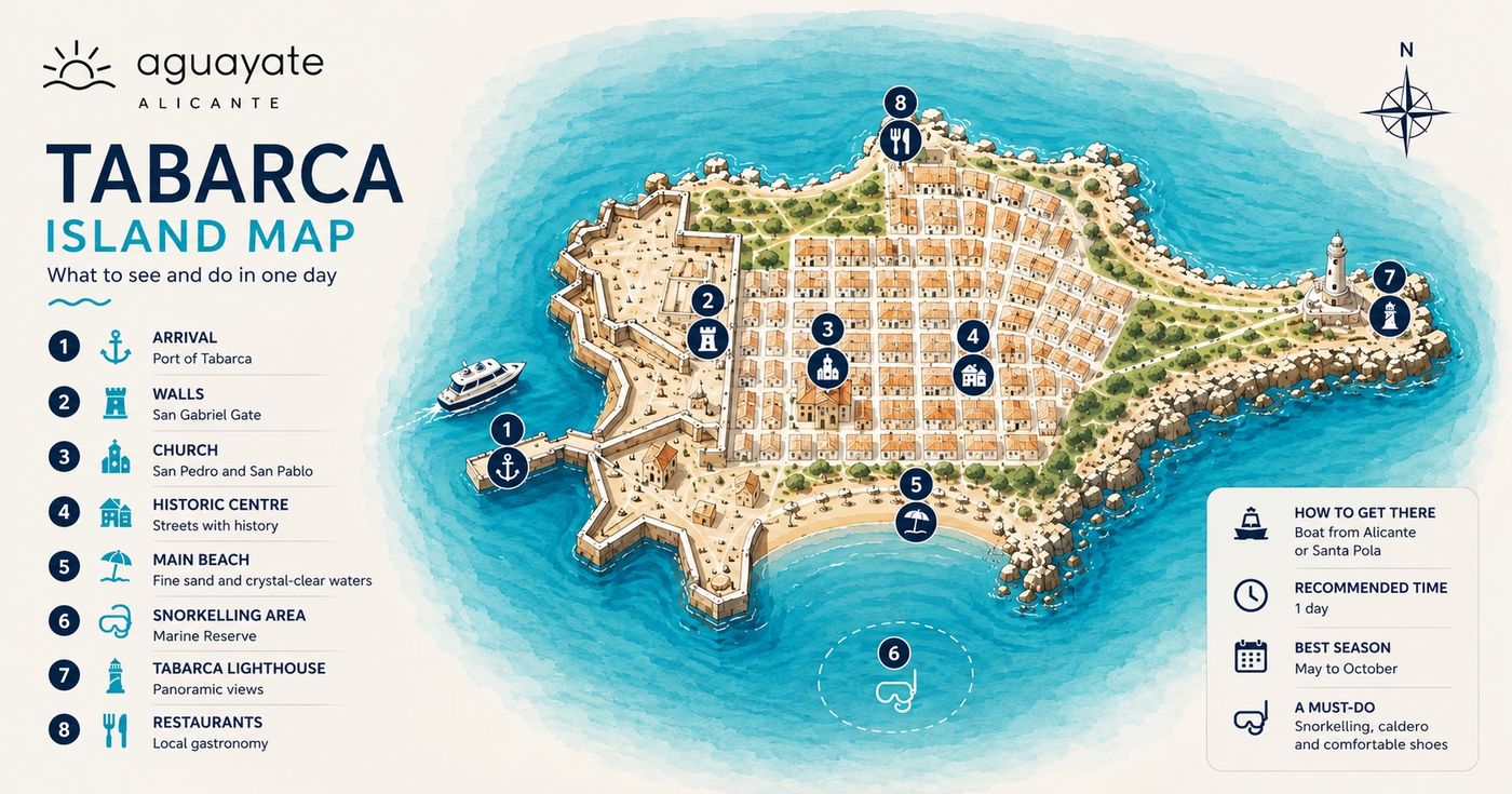 Tabarca island map - what to do