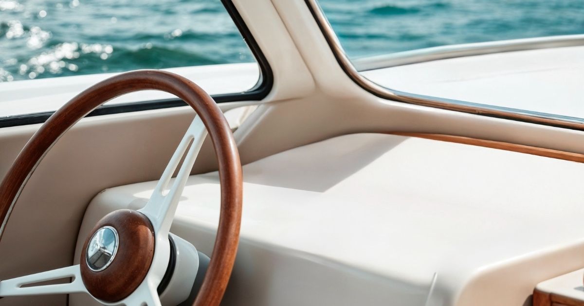 Plano corto de barco privado fondeado en aguas cristalinas del Mar Mediterráneo