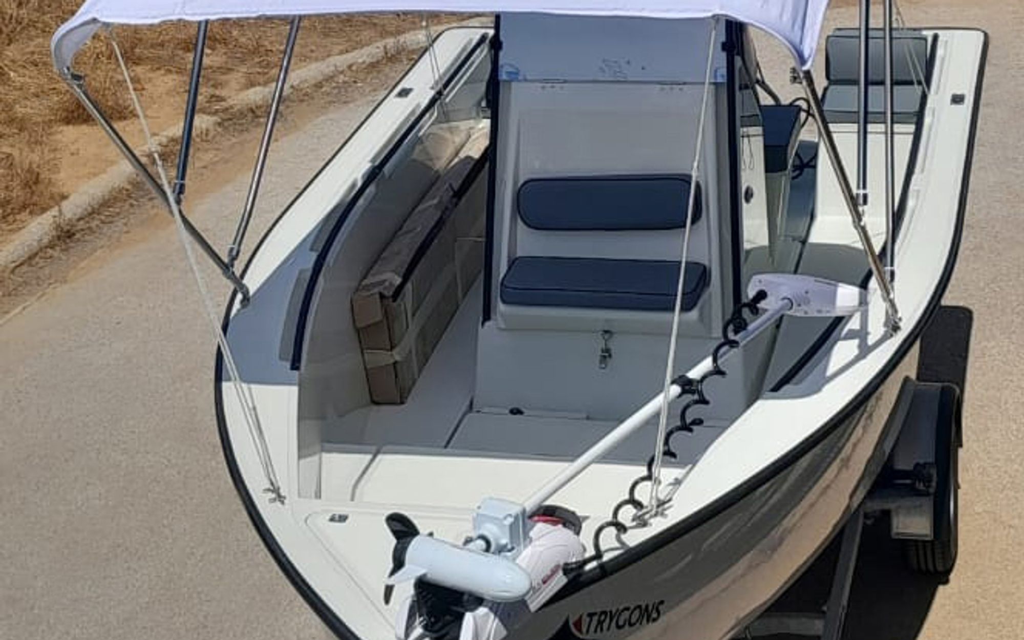 RedFin 50 cockpit, elevated view showing the upholstery and console