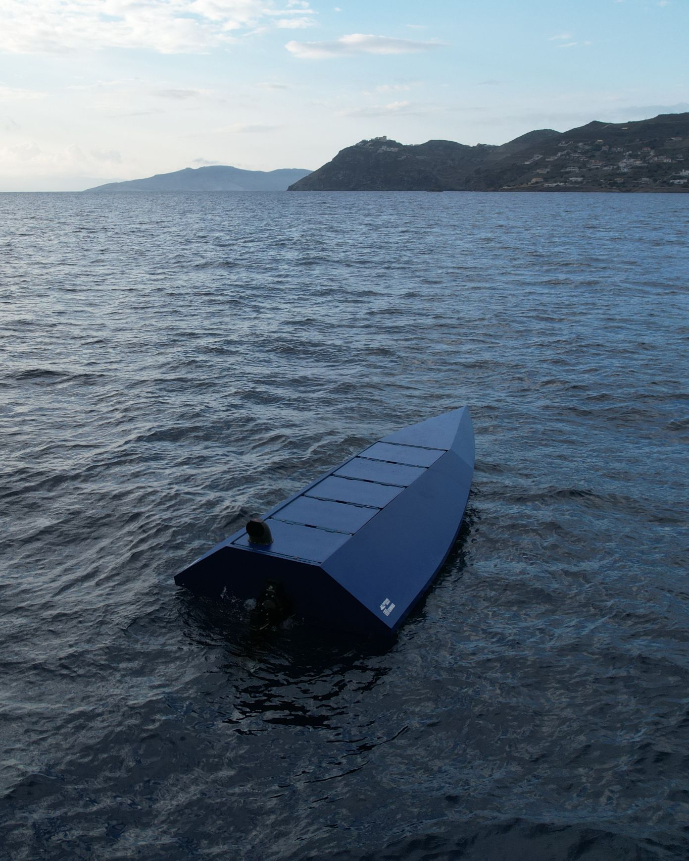 TRYGONS DRONES USV hull, bow view, unmanned and underway
