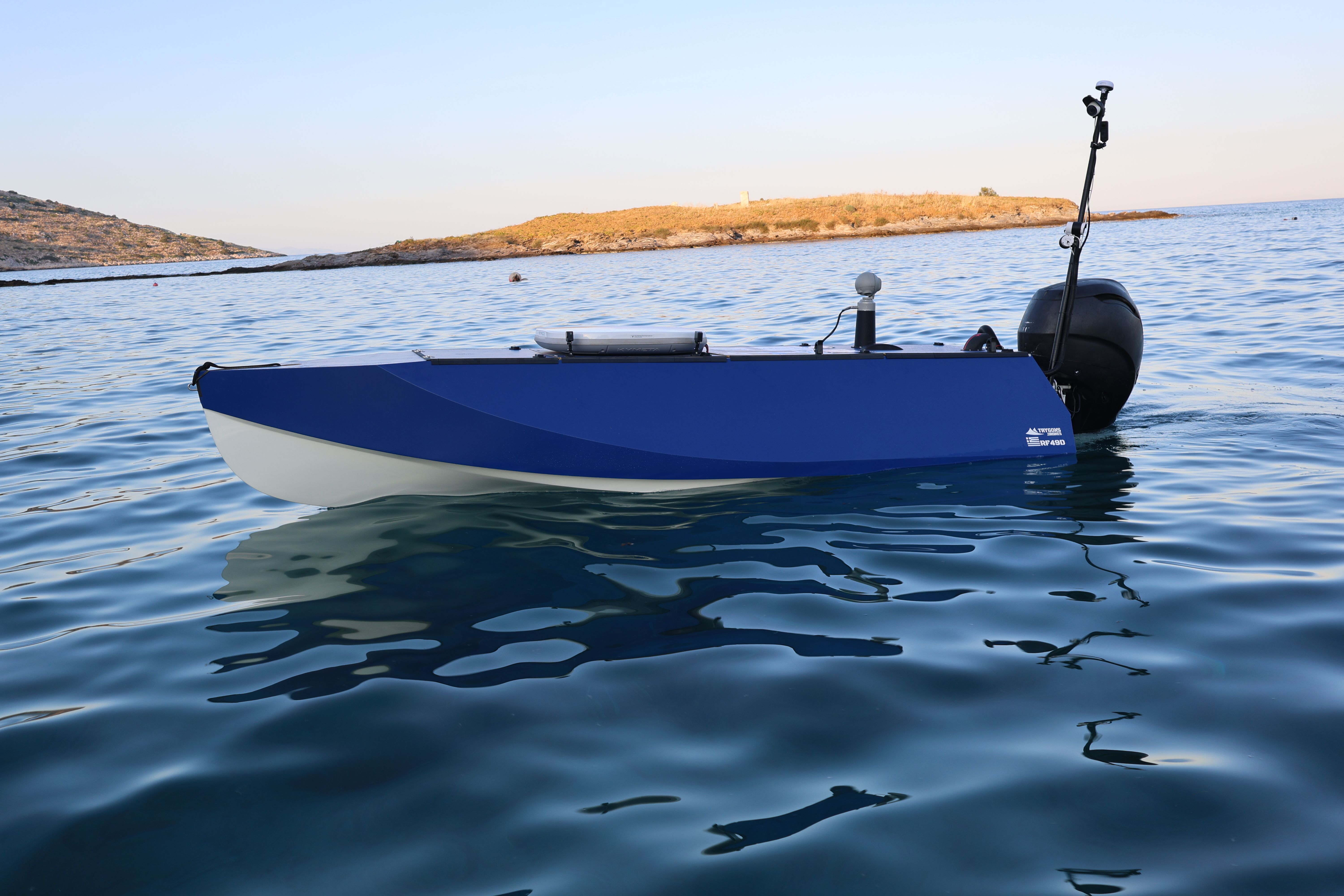 RF49D at anchor off the Attica coast, real TRYGONS DRONES photography
