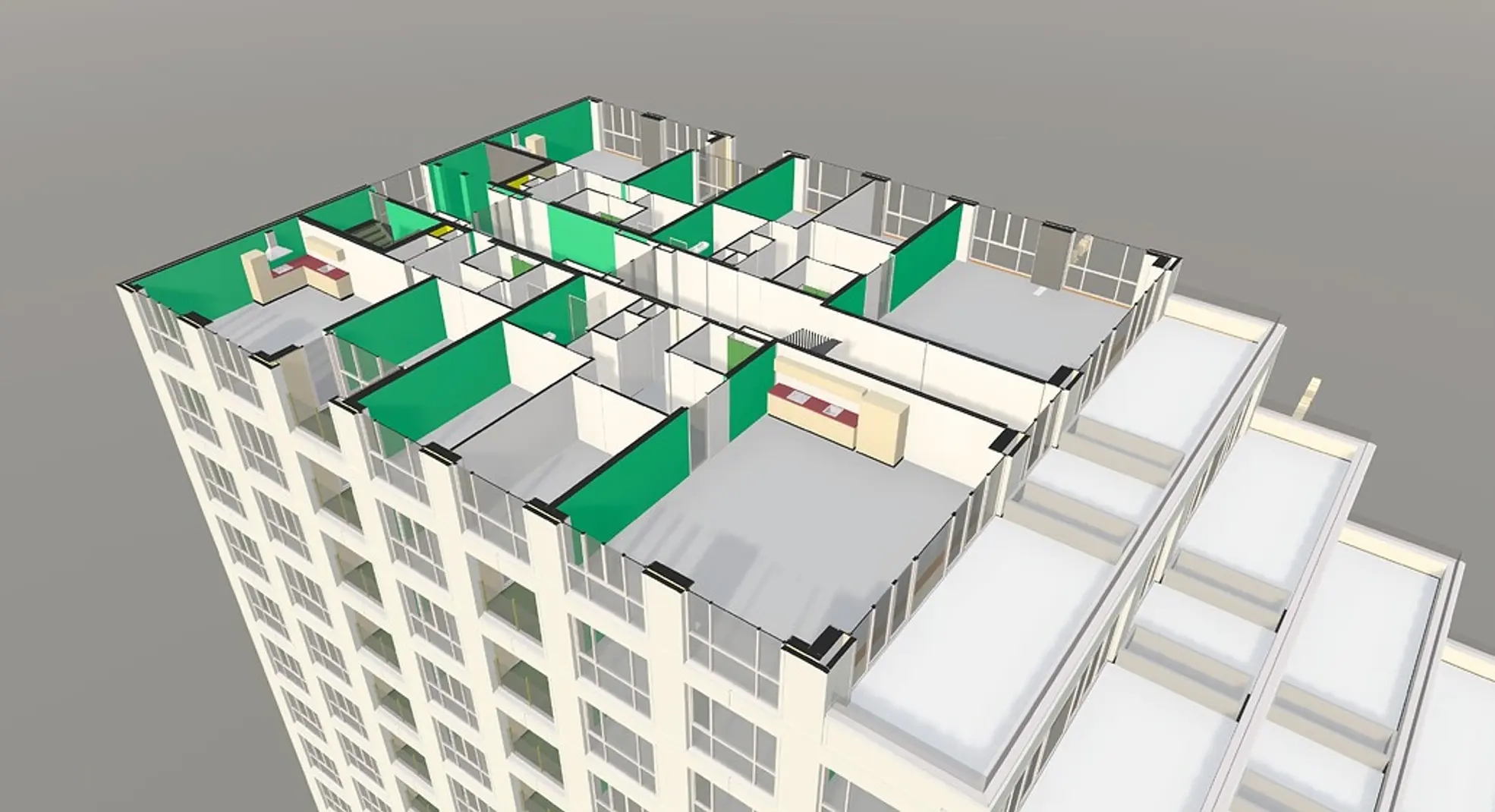 A model of a building in Qonic.