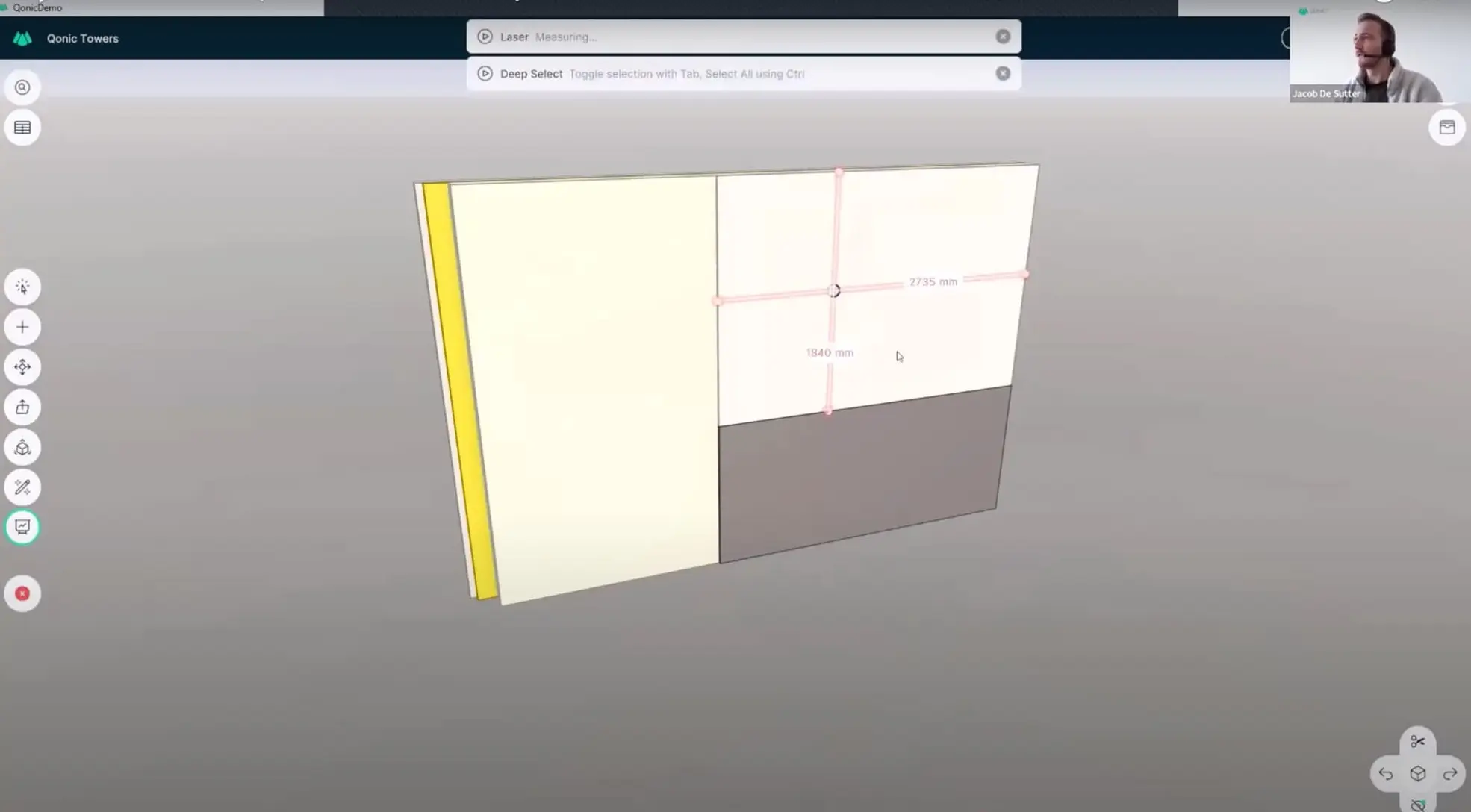 Laser Tool in the Qonic app.