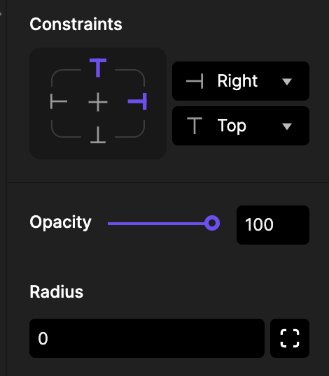 pin to top right corner property