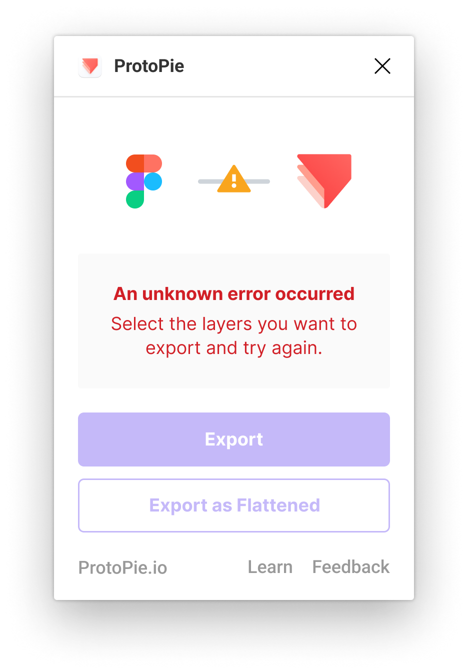 error while exporting from figma