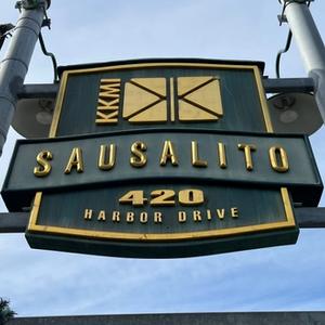 Large sign that says Sausolito 420 Harbour drive