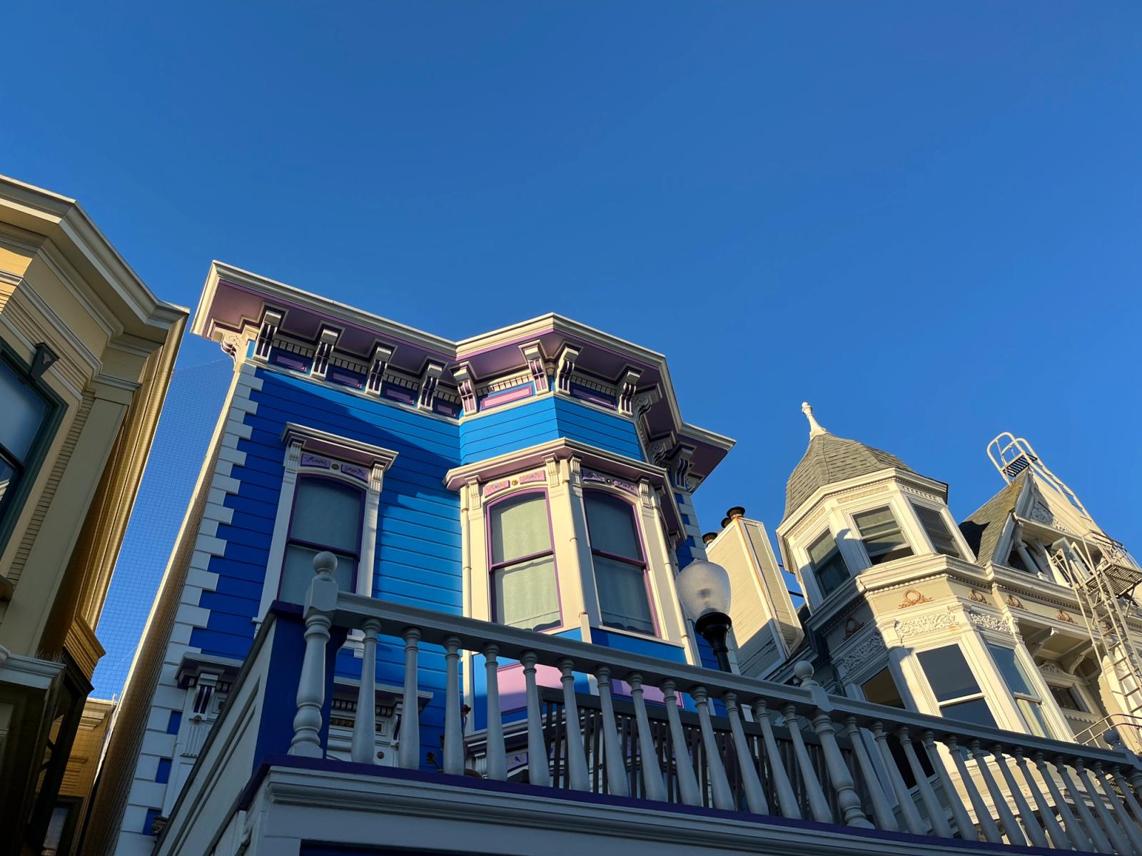 house painted in blue and purple