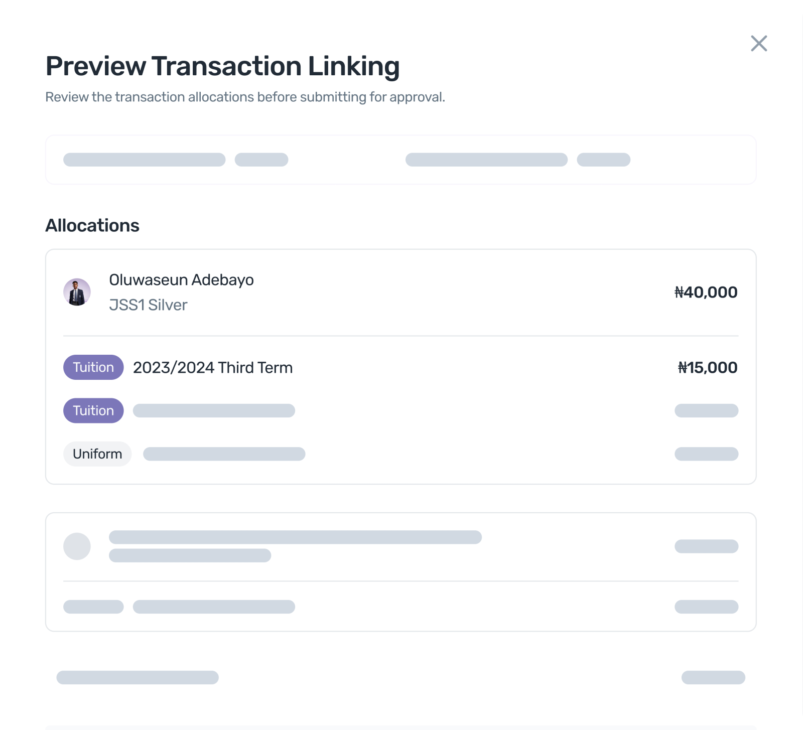 AI payment matching dashboard