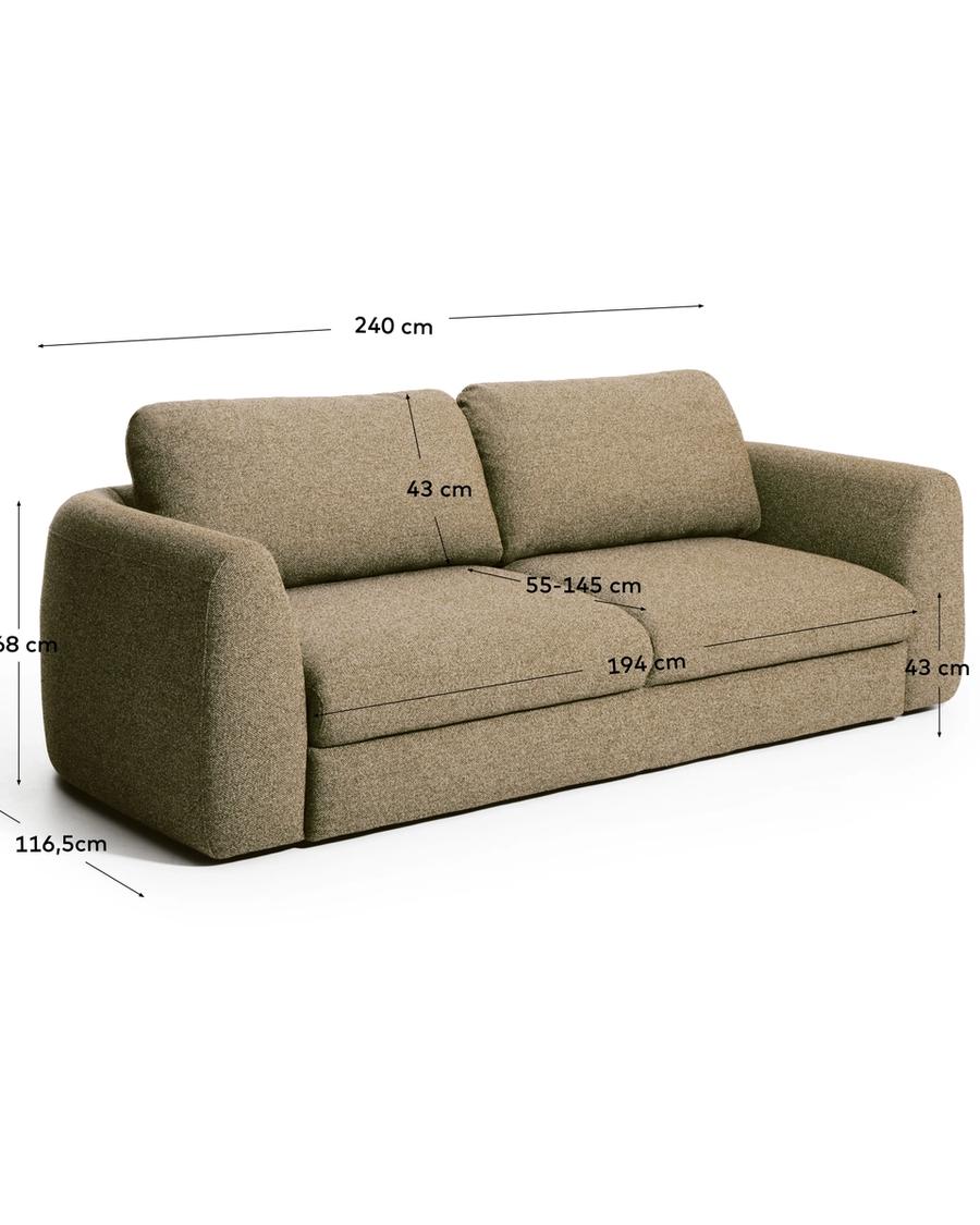 Two-seater sofa in khaki-green fabric, photo 5