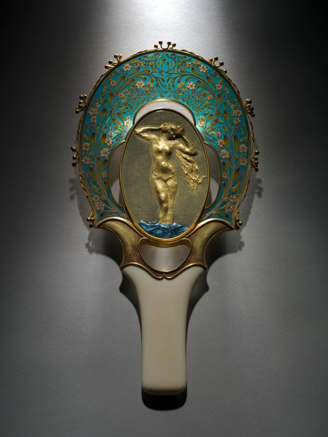 Miroir en bois doré et verre, Art nouveau