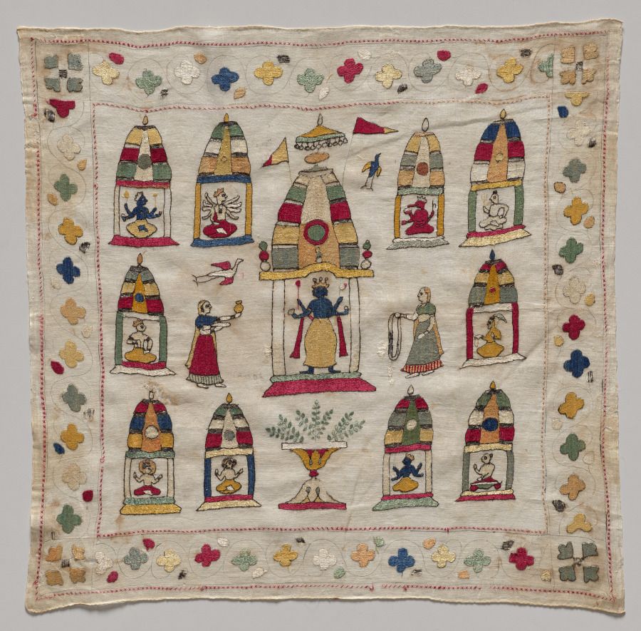 Broderie en argent et soie, XVIIIe siècle