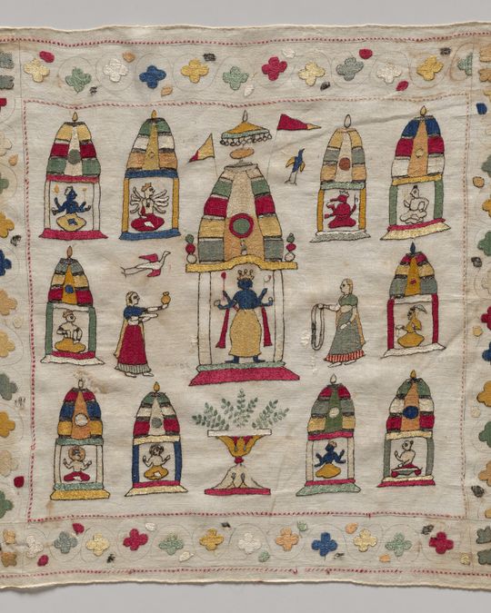 Broderie en argent et soie, XVIIIe siècle