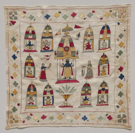 Broderie en argent et soie, XVIIIe siècle