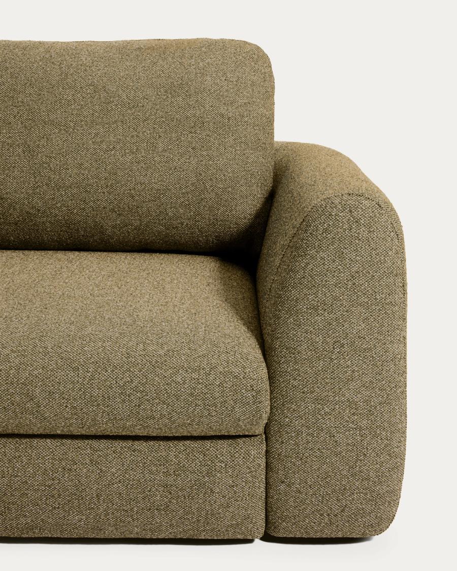 Two-seater sofa in khaki-green fabric, photo 4