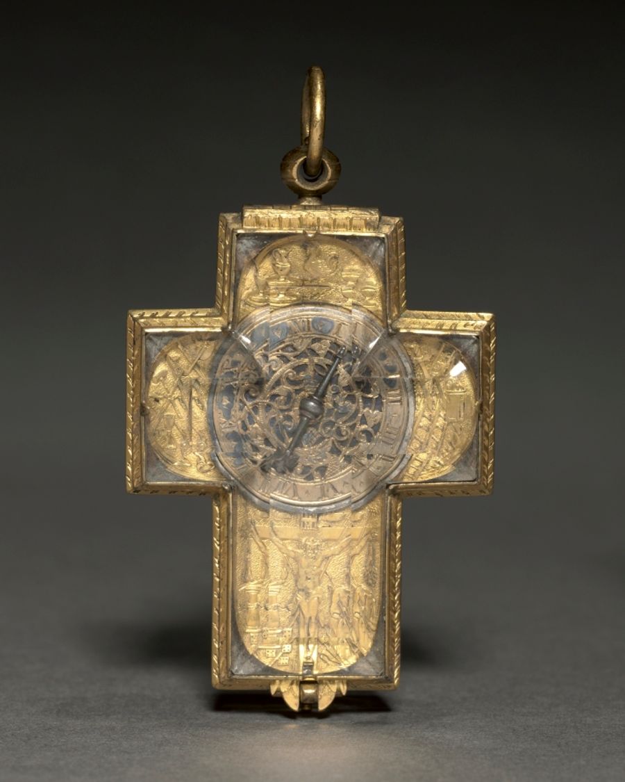 Pendule en cuivre et cristal, XVIIe siècle