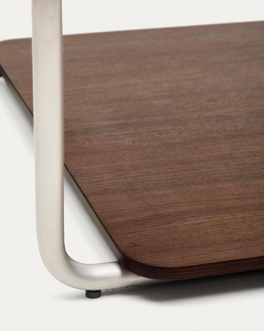 Coffee table in wood and silver metal, photo 2