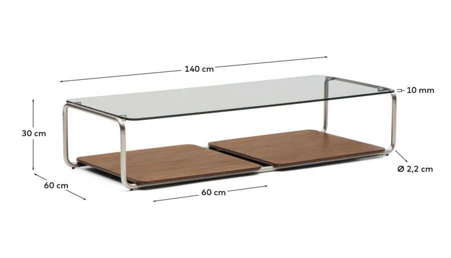 Coffee table in wood and silver metal, photo 5