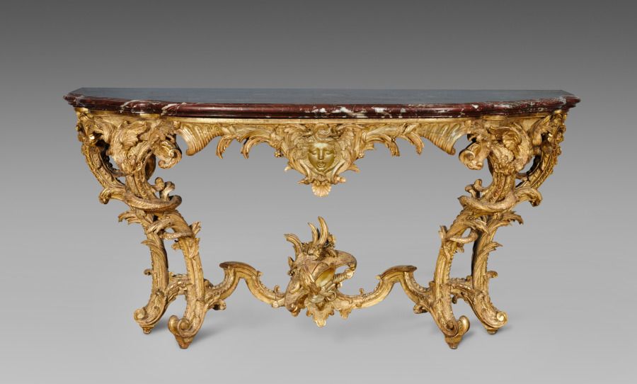 Console en bois doré et marbre, Louis XV