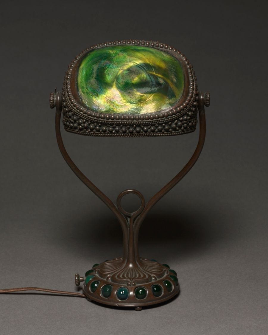 Bougeoir en bronze et verre, Art nouveau