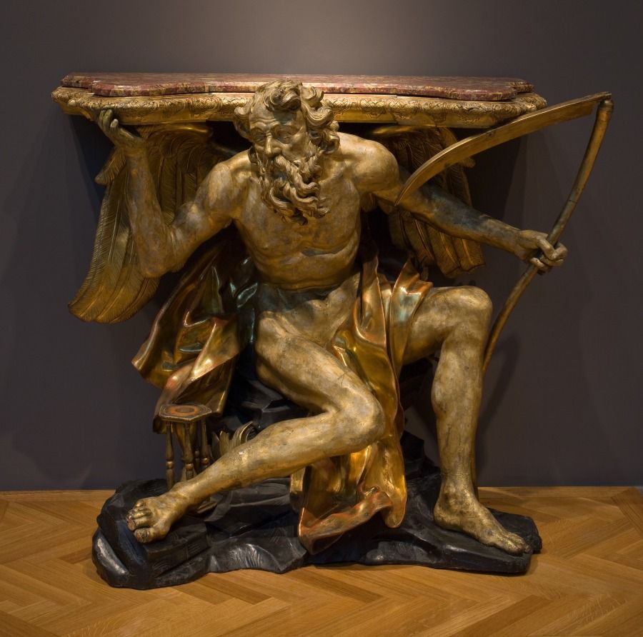 Console en bois doré et marbre, XVIIIe siècle