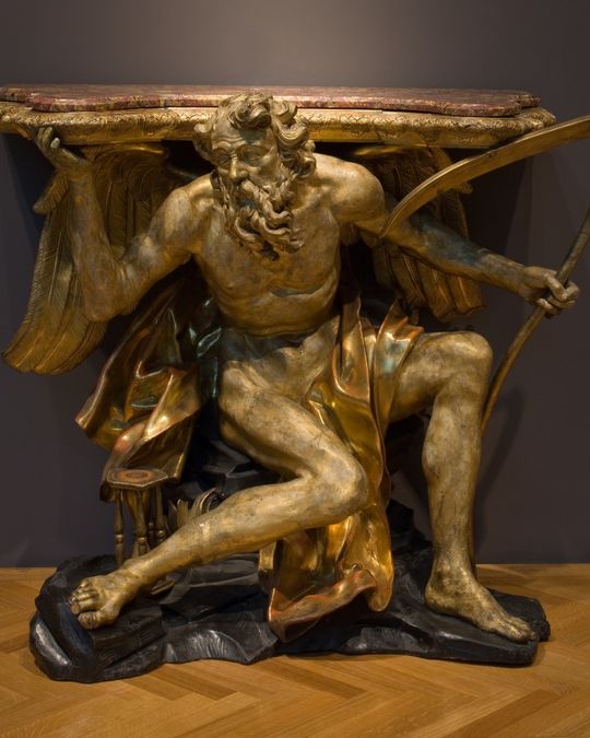 Console en bois doré et marbre, XVIIIe siècle
