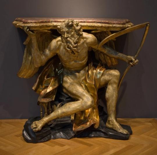 Console en bois doré et marbre, XVIIIe siècle
