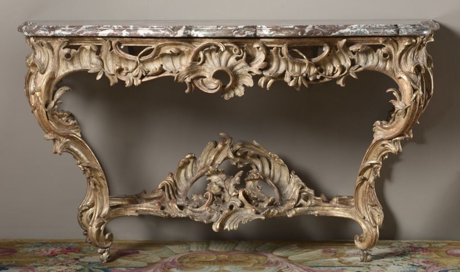 Console en bois doré et marbre, Louis XV