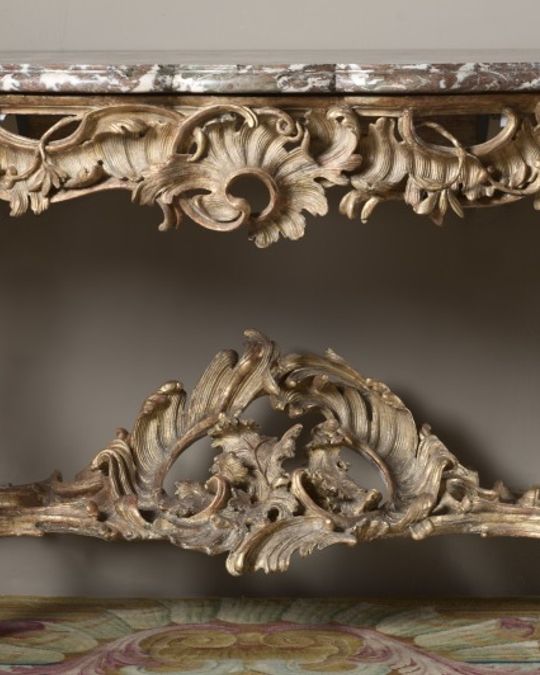 Console en bois doré et marbre, Louis XV