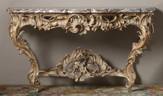 Console en bois doré et marbre, Louis XV