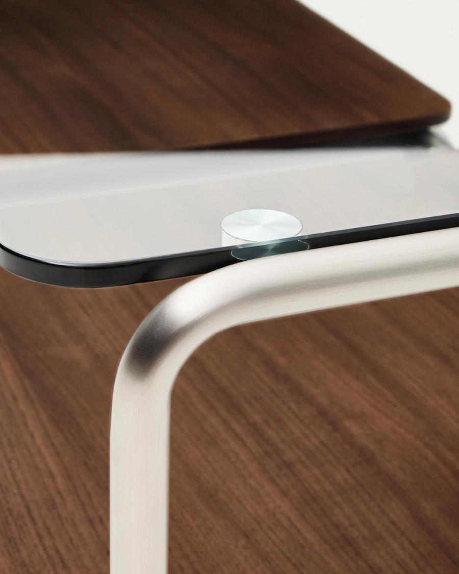 Couchtisch aus Holz und versilbertem Metall, Foto 3