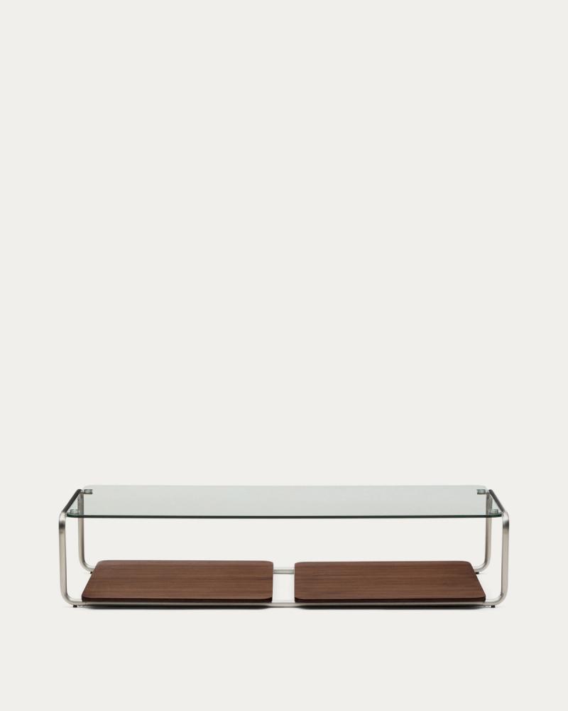 Mesa de centro en madera y metal plateado