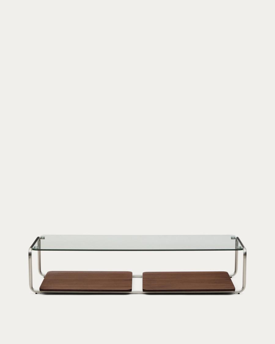 Table basse en bois et métal argenté, photo 1
