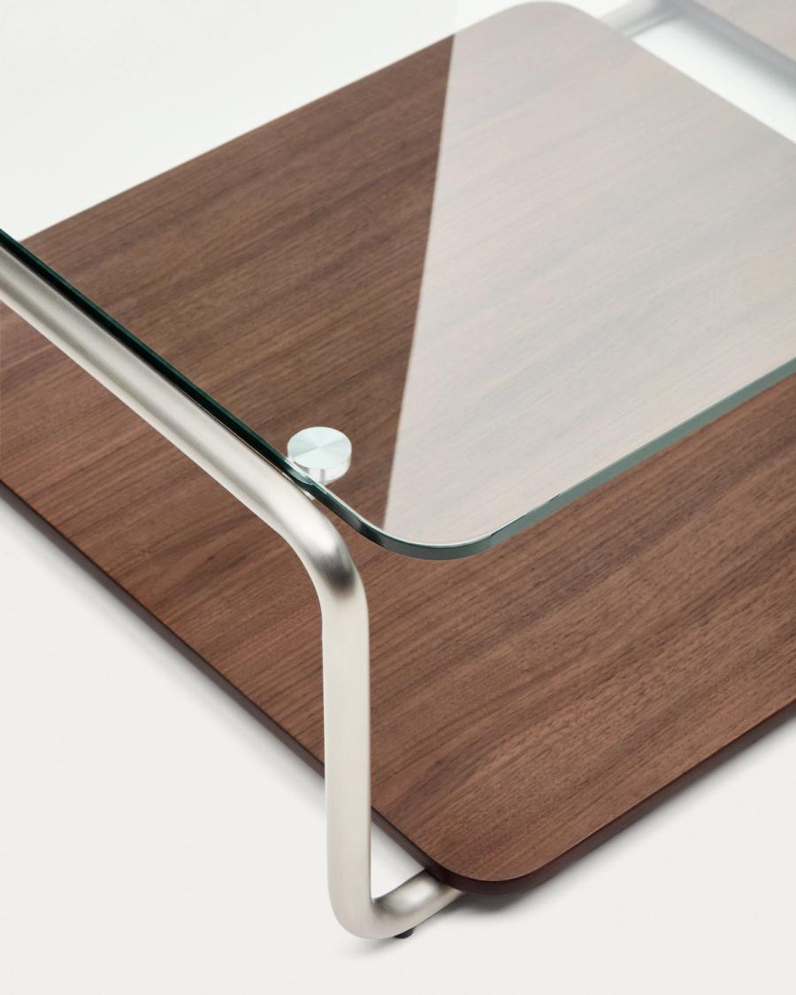 Table basse en bois et métal argenté, photo 4
