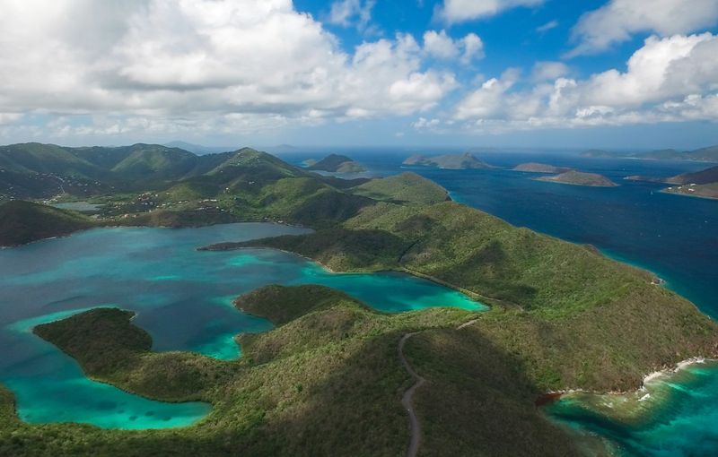 Aerial view of Hurricane Hole and Coral Bay, St.John, USVI