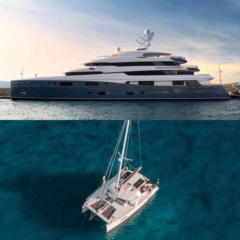 Catamaran & Motor Yacht, side by side