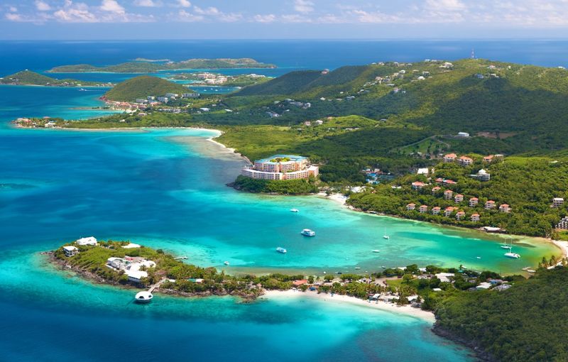 Aerial shot of Coki Point, St. Thomas, US Virgin Islands