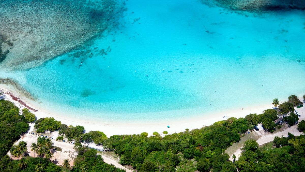 Aerial view of Lindquist Beach in St.Thomas, US Virgin Islands