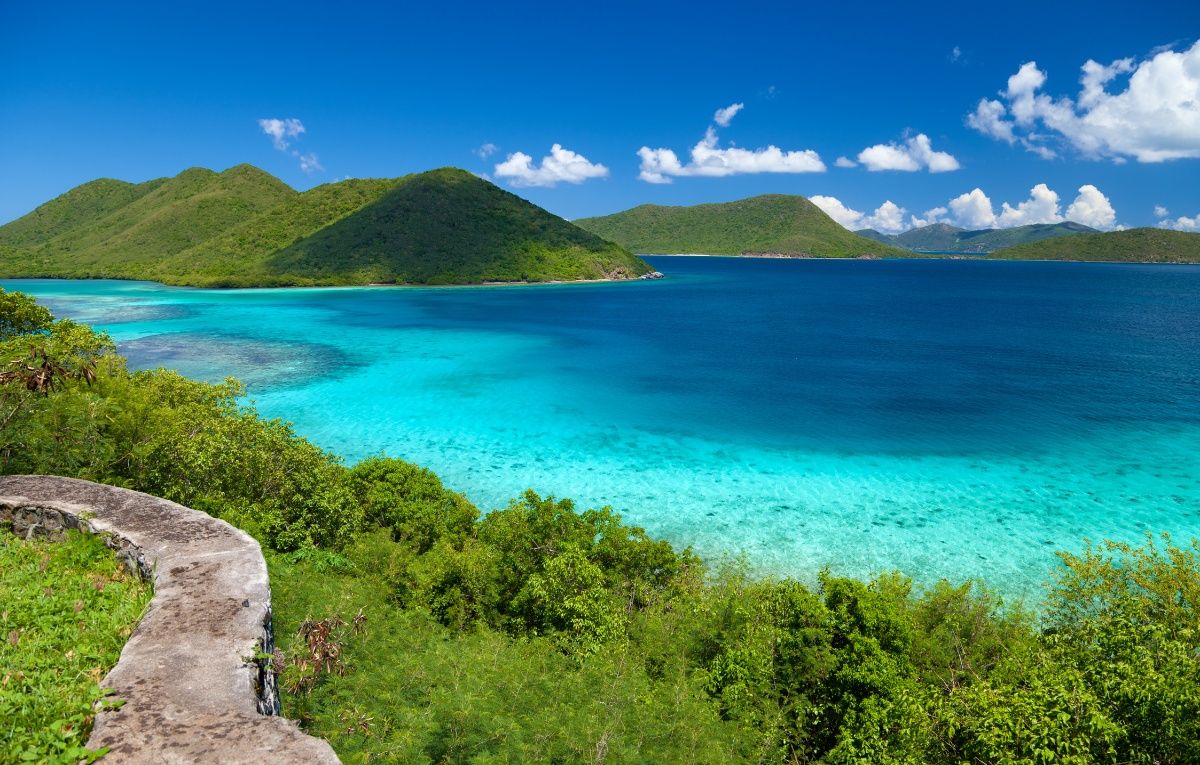 View from Annaberg Ruins to Leinster Bay, St.John, USVI