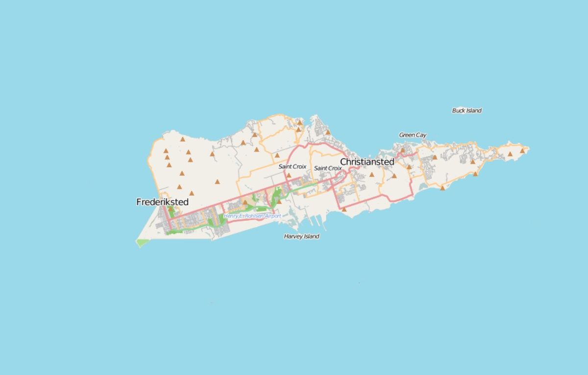 Map of Saint Croix, US Virgin Islands for pin 