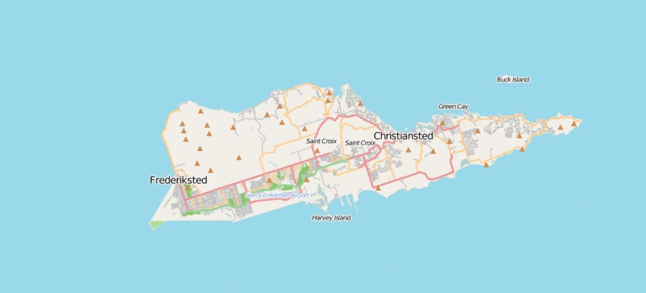  Map of Saint Croix, US Virgin Islands for pin 