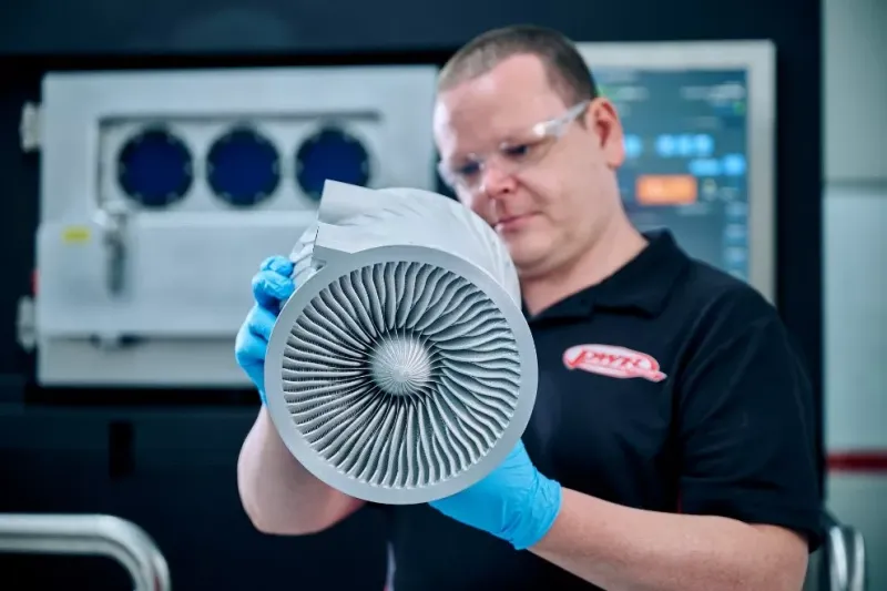 Toby Maconachie of PWR with an auto heat exchanger 3D printed on a Sapphire with CP1