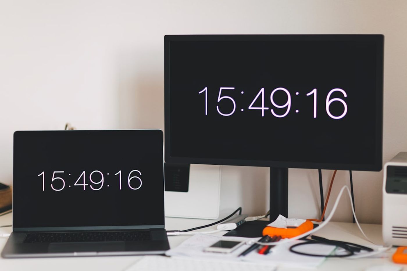 comparison table on a laptop screen with notes and checkboxes